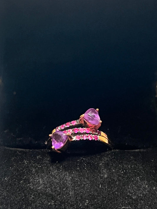 10K Rose Gold Amethyst & Rubellite Ring – Appraised $1,010