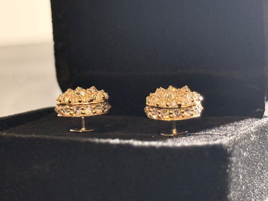Unisex 10KT Yellow Gold Cluster Earrings | Reversed Diamonds limited time sale