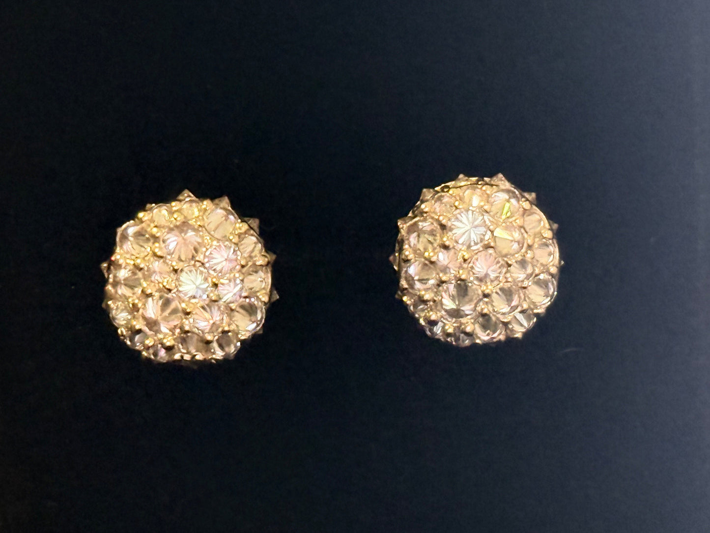 Unisex 10KT Yellow Gold Cluster Earrings | Reversed Diamonds limited time sale