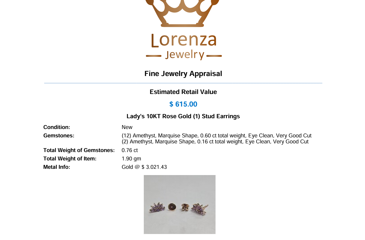 10K Rose Gold Amethyst Earrings Arouras Heart