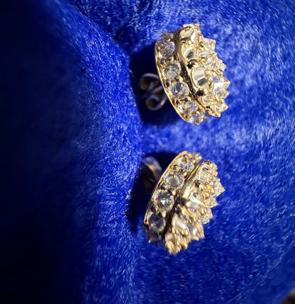 Unisex 10KT Yellow Gold Cluster Earrings | Reversed Diamonds limited time sale