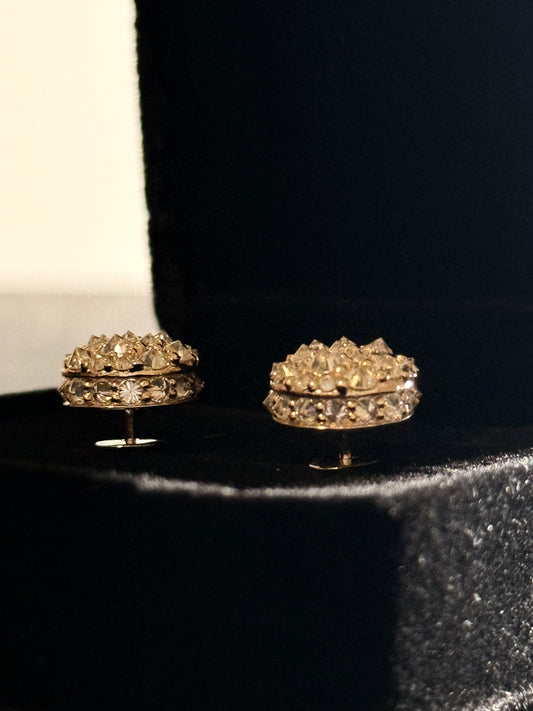 Unisex 10KT Yellow Gold Cluster Earrings | Reversed Diamonds limited time sale