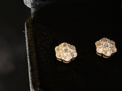 Unisex 10KT Yellow Gold Honeycomb Cluster Earrings | Reversed Diamonds fire sale !