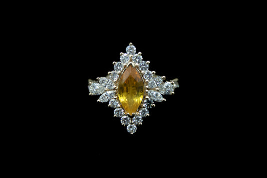 10KT Yellow Gold Cocktail Ring with Lab Diamonds & Sapphire – Custom Luxury